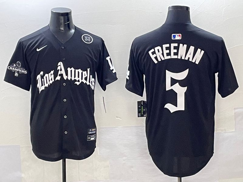 Men Los Angeles Dodgers #5 Freeman Black Five generations Joint Name 2025 Nike MLB Jersey style 41